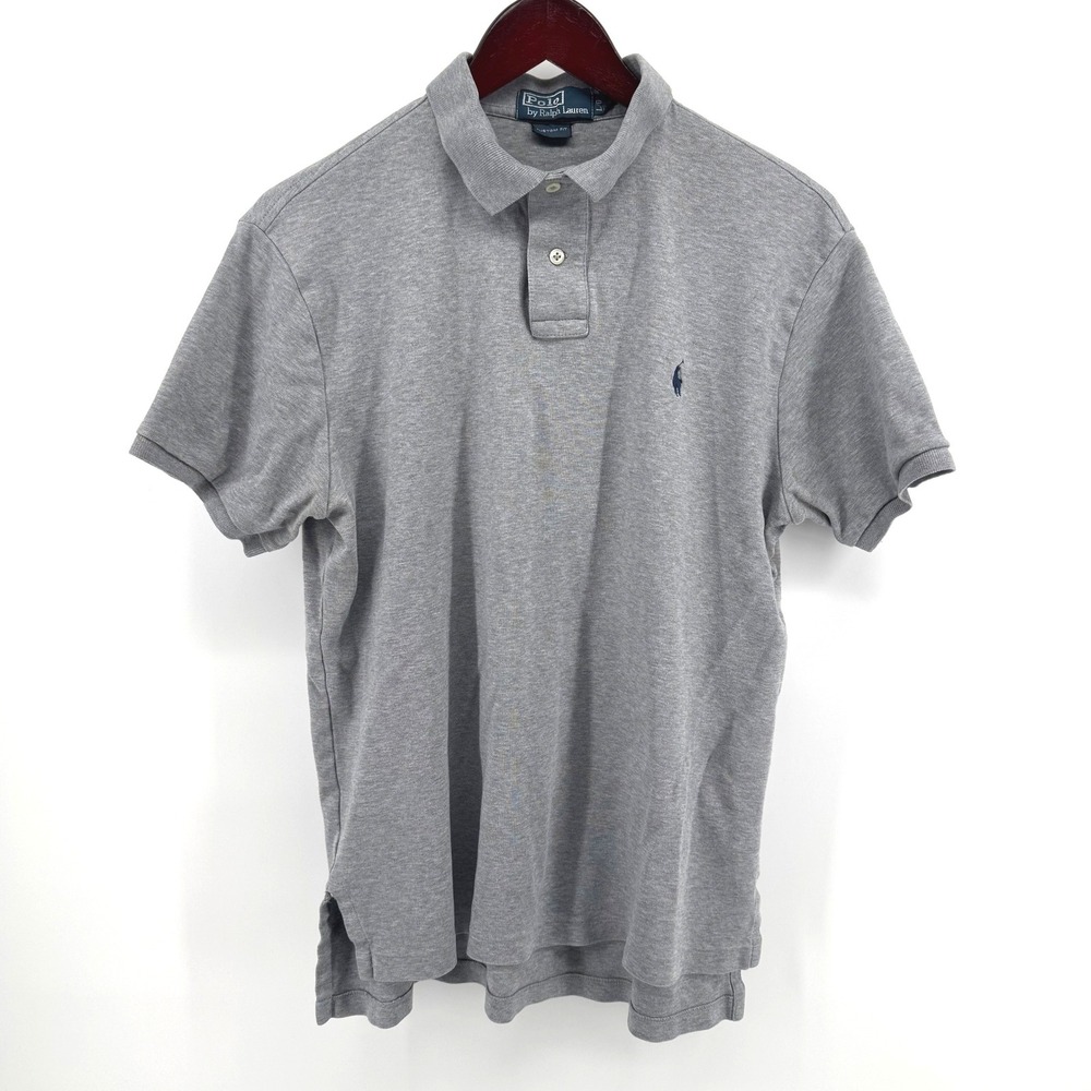 Polo Ralph Lauren Shirt Mens Large Gray Custom Fit Short Sleeve Preppy Classic